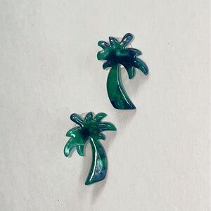 Lucite Resin Mini Green Palm Tree Earrings